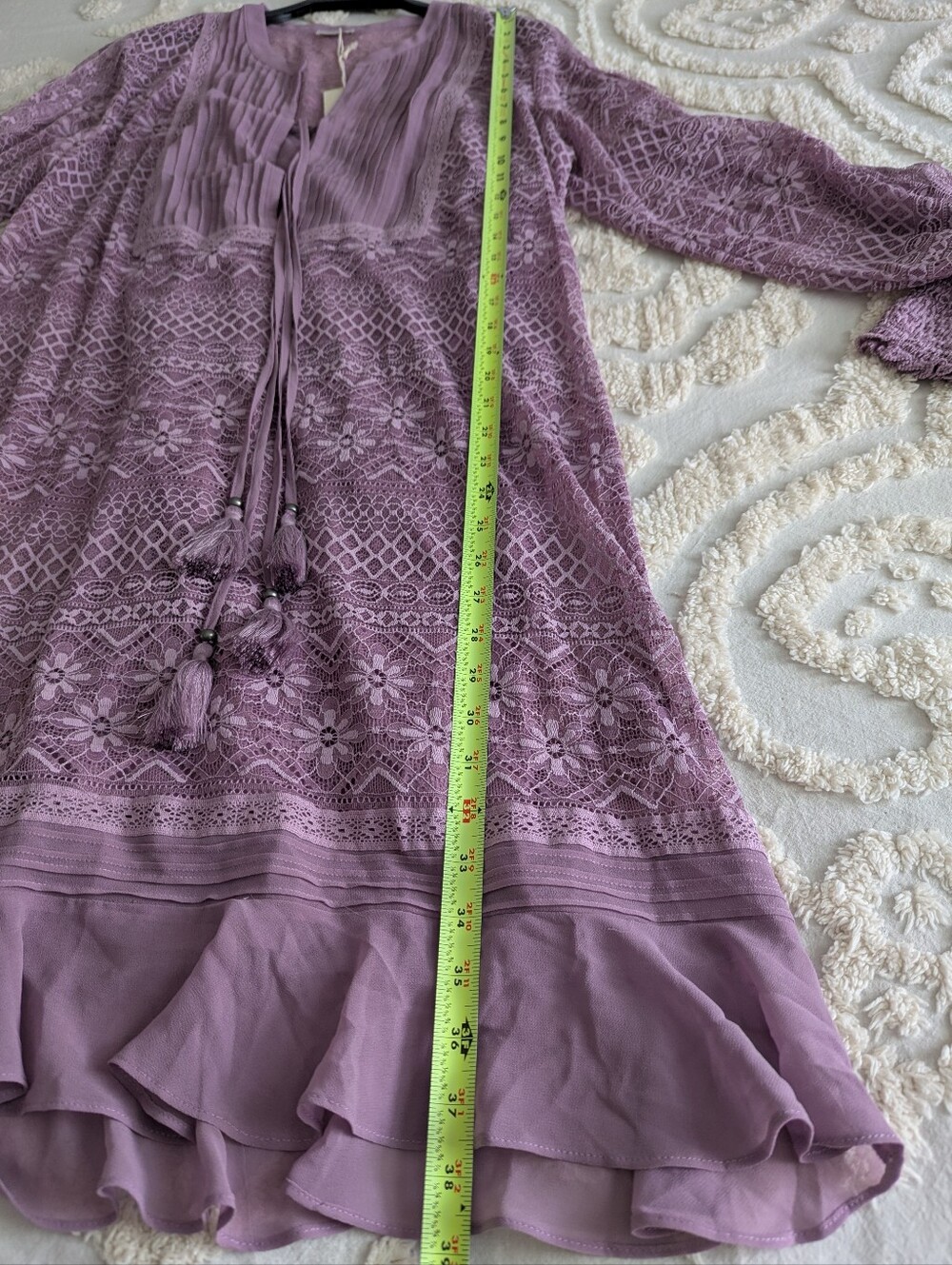 Sundance Maxine Lace Dress In Purple Large New Boho Prairie Romantic Festival - Picture 9 of 11
